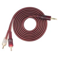 3.5mm转双莲花一分二音频线手机笔记本电脑连接功放低音炮音箱线 3.5转双莲花优质款(棕红色) 0.5