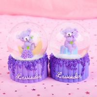 水晶球沙漏计时器创意摆件复古流沙家居装饰品埃菲尔铁塔音乐盒 小熊-[带灯] 普通基础包装