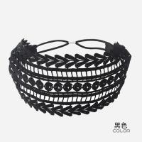 夏季发带女成人韩版百搭气质发饰个性宽边发带复古蕾丝发箍头饰 黑色