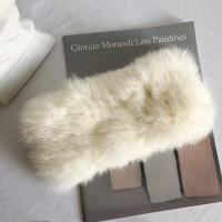 仙气飘飘~米白色真兔毛皮草发带女秋冬毛绒绒空顶发带帽毛毛发带 米色 温柔仙气