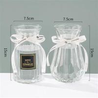 [四件套]玻璃花瓶透明水培绿萝植物富贵竹百合花瓶客厅插花摆件 15标贴+15冰冰[透明] 大