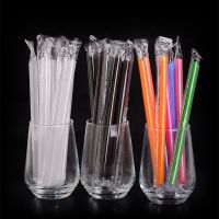 一次性粗吸管独立包装珍珠奶茶八宝粥彩色塑料大吸管黑色透明 16厘米200只透明 加硬口径1.1(珍珠奶茶吸管)