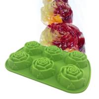 硅胶蛋糕模具6连玫瑰花手工皂布丁果冻模具 24.5 * 16.5 * 3 CM