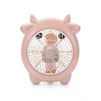 卡通电风扇学生宿舍小电风扇 制冷静音转页扇迷你落地扇家用台扇 [新款超静音]插电款+牛牛 标配[自带1.3米线]