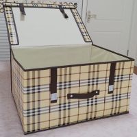 家用大号防水折叠收纳箱布艺衣柜被子衣服储物箱整理箱内衣收纳盒 格子 小号30升