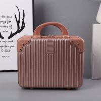 手提箱子小行李箱女小旅行箱14寸化妆包韩版可爱16寸大容量收纳包 玫瑰金[时尚款塑料包角] 14寸无密码[可套大箱上]
