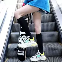 长筒袜子女小腿袜春夏黑色日系jk中筒过膝半高筒ins潮学生学院风 黑色 1双 小腿袜（不过膝）