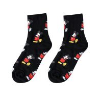 袜子女中筒韩版ins潮原宿风学生可爱卡通米奇米老鼠短袜个性长袜 中筒 一双白色