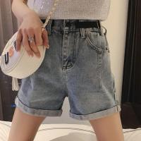 胖MM大腿粗破洞牛仔裤女200斤春夏高腰乞丐裤大码宽松直筒老爹裤 浅蓝色【610短裤】 S 【建议80-95斤】