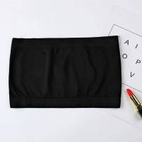 抹胸式文胸聚拢防滑无肩带裹胸女打底防走光少女冰丝带胸垫内衣夏 黑1条(无垫) 均码 75斤-130斤