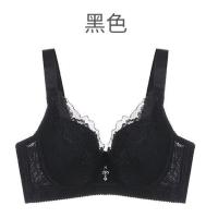 大胸显小文胸薄款超薄胸罩聚拢收副乳大码胖mm防下垂女内衣有钢圈 黑色 34/75B