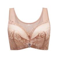 大胸显小文胸超薄款有钢圈聚拢防下垂收副乳内衣女胖mm全罩杯胸罩 卡其色 36/80C