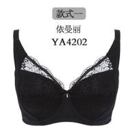 依曼丽文胸大码薄款全罩杯胸罩大胸显小收副乳蕾丝内衣女夏薄棉杯 黑色 75C