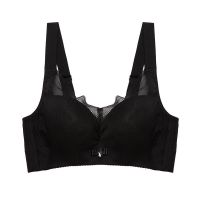 夏季大码防下垂胖mm内衣女超薄款大胸显小无钢圈文胸罩聚拢收副乳 黑色 送加长扣 36/80CD