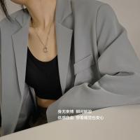 [二阶段发育期内衣]防震无痕无感内衣睡眠内衣背心文胸大胸显小 黑色 S