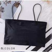 学生韩版性感吊带小背心女内穿薄款冰丝裹胸防走光内衣女抹胸打底 黑色 M 55-95