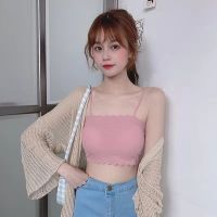 冰丝裹胸抹胸内衣女学生韩版小胸聚拢文胸薄款打底吊带背心女内穿 藕粉1件装 均码 75-120斤