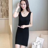 2021夏秋季蕾丝吊带背心连衣裙女中长款打底裙子韩版内搭网纱裙春 黑色(中长款) M (80-95斤)