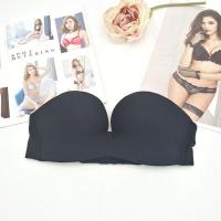 夏季无肩带内衣无钢圈薄杯聚拢奇迹一代无痕文胸女婚纱礼服一字肩 黑色 70A