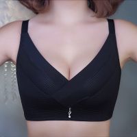 冰丝内衣调整型性感上托小胸罩文胸无钢圈内衣女聚拢收副乳防下垂 黑色单件 32/70AB通杯