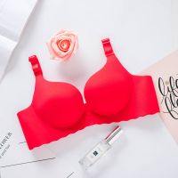 加厚超厚6CM文胸女士无钢圈聚拢调整型a杯小胸平胸性感收副乳内衣 红色[单件] 32/70AB