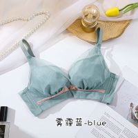 顶瓜瓜少女内衣夏小胸聚拢防下垂平胸专用新款提胸胸罩文胸无钢圈 雾霾蓝(单件装) 32/70A