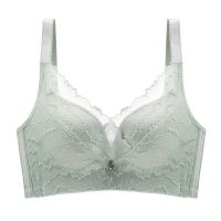 2021古拉苏内衣女新款小胸聚拢女防下垂中厚款无钢圈提胸平胸文胸 绿色 70A /32A