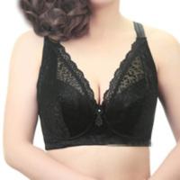 特超加大码全罩杯文胸调整聚拢型加超薄款200斤胖MM女士内衣胸罩 黑色 36/80E