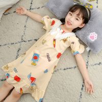连衣裙薄款春夏季儿童睡衣女短袖女童睡裙小孩公主风中大童家居服 309 8码建议身高/100-110
