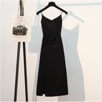 大码女装2021夏季新款套装女洋气减龄显瘦牛仔外套吊带裙两件套裙[10天内发货] 365黑色吊带裙 M 《建议100斤以