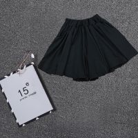 学生套装女韩版时尚洋气宽松T恤上衣女吊带背心+阔腿短裙裤三件套 黑色裤裙 [单件] S 建议[55-80斤]