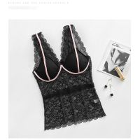 新款蕾丝皇后背心热卖火少女吊带抹胸放走光性感带垫背心 黑色