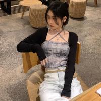 小众时髦扎染挂脖抹胸吊带内搭+半截坎肩防晒开衫两件套上衣女潮[7月31日发完] 抹胸+披肩(两件套) S (95内)