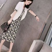 大码套装女2021春夏新款宽松气质显瘦西装外套+雪纺吊带裙两件套 图片色吊带裙 单件 S 75-95