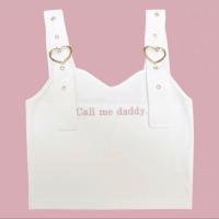 可调节ins韩版设计感金属爱心刺绣可爱朋克少女小背心吊带女上衣 白色 2XL