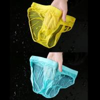 内裤男士 裸睡内裤 成人 三角裤男 冰丝 性感 透明 短裤衩 大码 M 【100斤以下穿】 1条：冰川兰