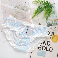 日系少女风可爱玉桂狗卡通大蝴蝶结纽扣学生女士内裤短裤中腰夏款 1条装浅蓝色 M