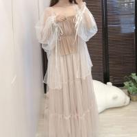 小仙女2020夏季百搭新款披肩系带灯笼袖防晒衣开衫网纱外套薄款潮 白色 S 建议100斤以下