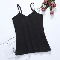 保暖内衣吊带背心女加绒加厚棉秋冬季内搭秋衣发热防寒打底衫上衣 单件装[黑色] M 75-110斤