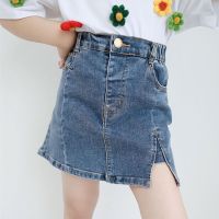 女童夏季套装2021新款中大童洋气时髦牛仔裙短袖T恤夏装两件套潮 短裙 110