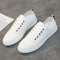 2021春季新款小白鞋女可爱圆头板鞋ins厚底韩版百搭学生休闲鞋 白色 35
