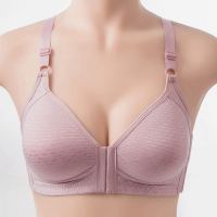 前扣文胸大码无钢圈妈妈内衣女透气全罩杯聚拢调整型薄款胸罩女士 豆沙单件 36/80