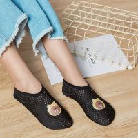 春夏薄款网眼成人男女地板袜室内防滑底大人袜套儿童早教学步鞋袜 薄款袜套印花:黑色 儿童小号:建议23-26码