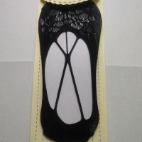 6双夏天薄款天鹅绒交叉背带隐形袜蕾丝日系镂空网眼吊带船袜子女 玫瑰花黑色 2双