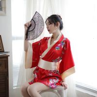 新款日式和服内衣可爱俏皮角色扮演花样格调日本和服性感人气古装 红色 套装加内裤
