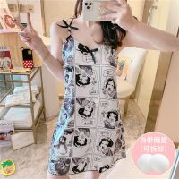 夏天睡衣女夏季冰丝吊带性感迷人睡裙女薄款带胸垫可爱学生家居服 XX811灰色公主 M