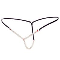 性感低腰情趣内裤低腰丁字裤珍珠火辣诱惑T裤 32#黑色 1条