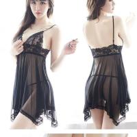 性感睡衣女夏小胸情趣内衣内裤吊带裙套装大码全透明蕾丝开叉睡裙 黑色拉丁吊带裙+送丁字裤 小码(70-90斤)收藏送润滑液