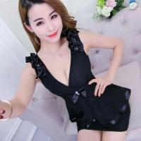 夜店女装2020新款性感深V低胸遮肚子显瘦包臀连衣裙气质KTV工作服 黑色 S