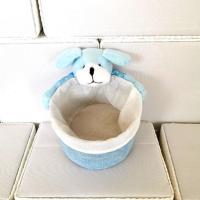 布艺桌面收纳整理盒化妆品收纳鞋柜收纳钥匙收纳杂物收纳盒14*9 14*9蓝狗